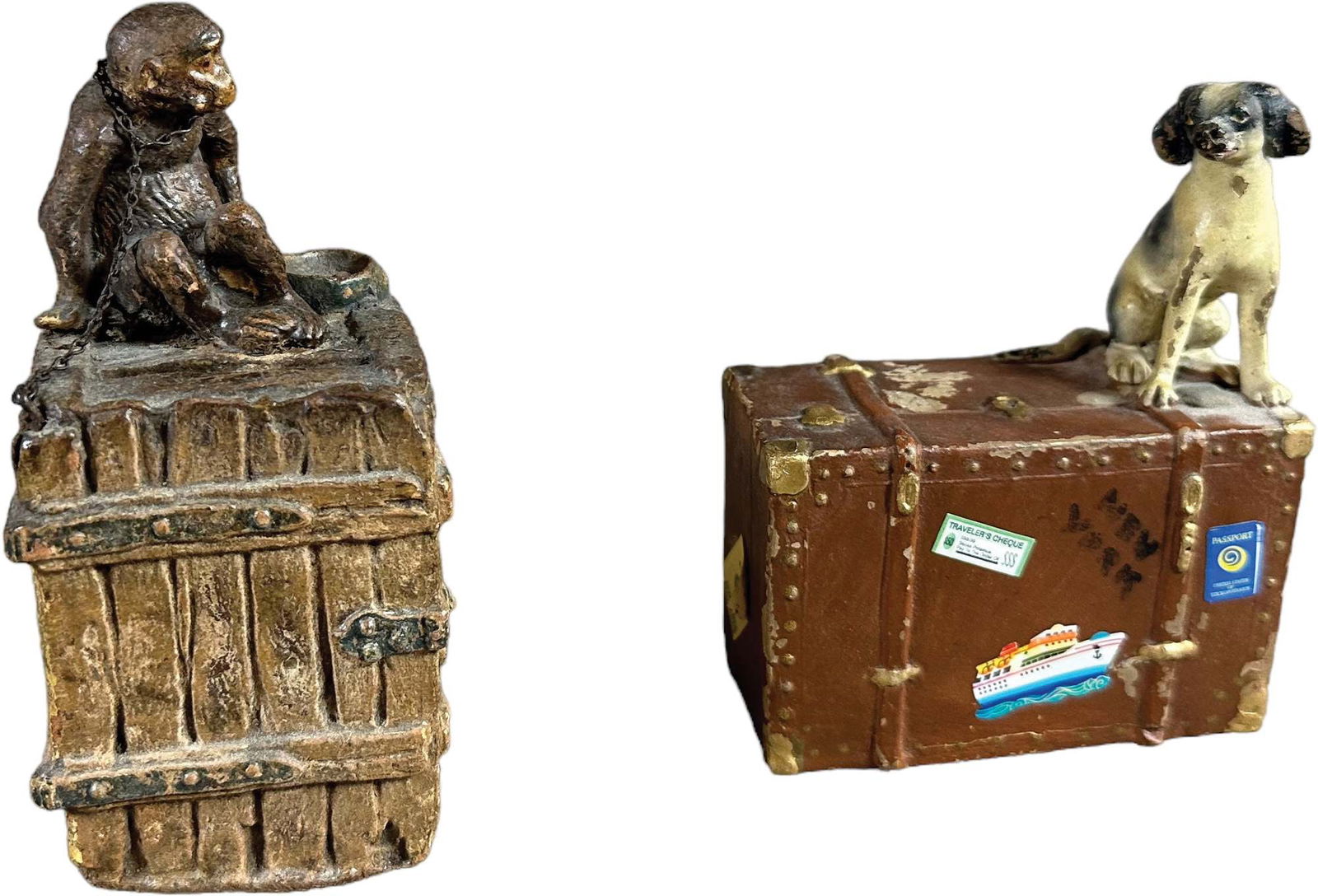 TWO GERMAN ANIMAL THEME STILL BANKS (1 of 6)