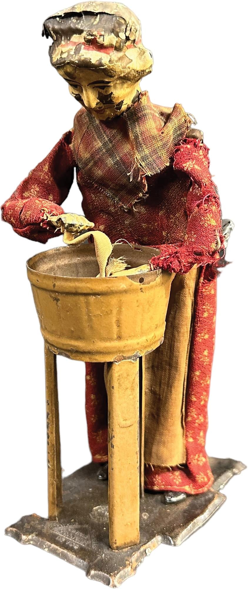 FERNAND MARTIN WASHER WOMAN: 152. FERNAND MARTIN WASHER WOMAN | c. 1899 "La Blanchisseuse," depicting a laundress at wash bin. | 7.5"h. | All original (Very Good Condition) | $800 - $1,200