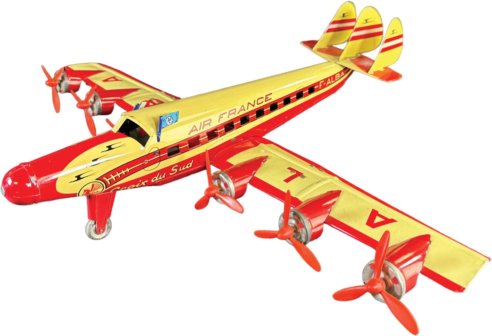 JOUSTRA AIR FRANCE ALBA PLANE: 306. JOUSTRA AIR FRANCE ALBA PLANE | 24"l | All original including side flags, (Pristine Condition) | $400 - $600