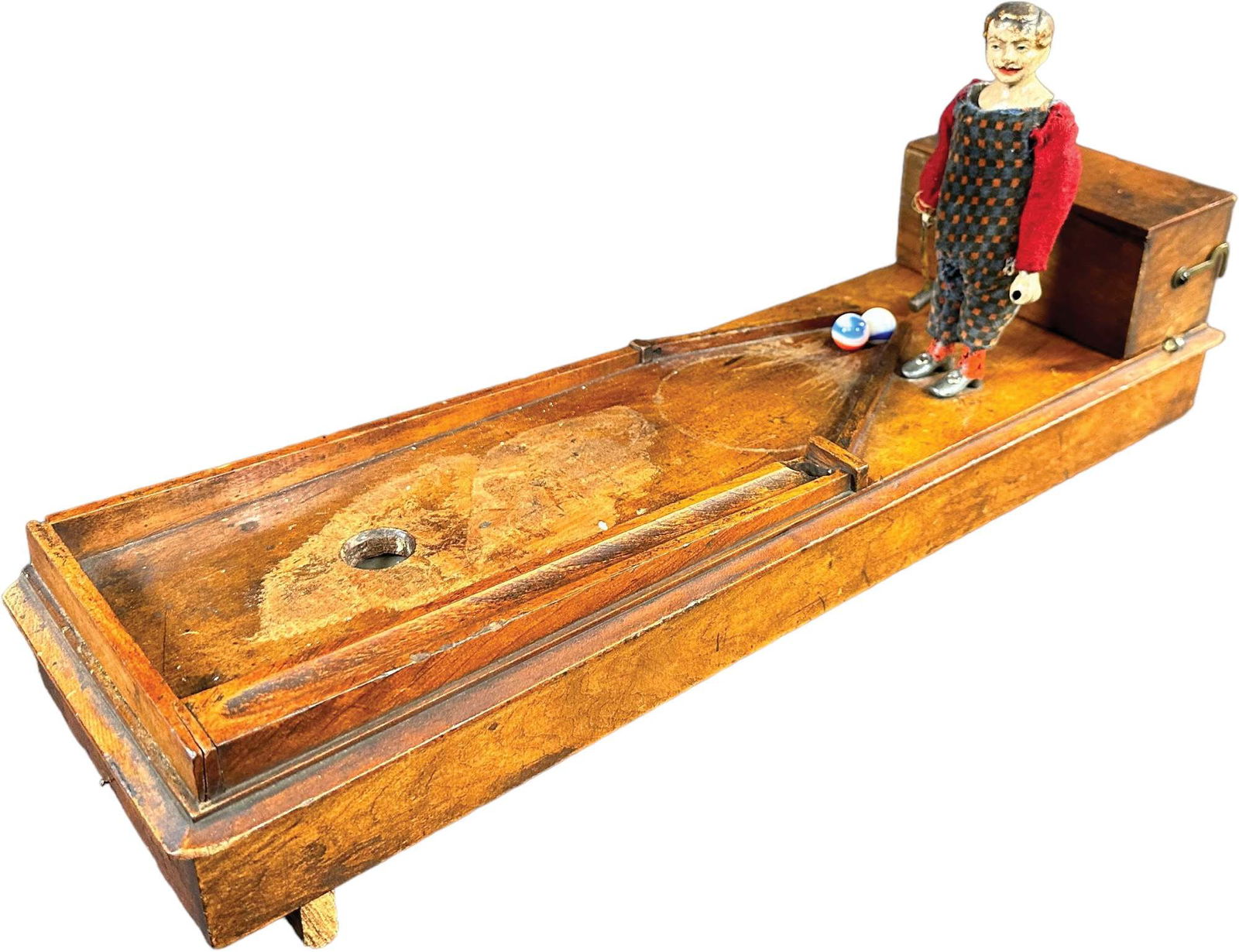 EARLY AMERICAN CLOCKWORK BALL & MALLET TOY (1 of 9)