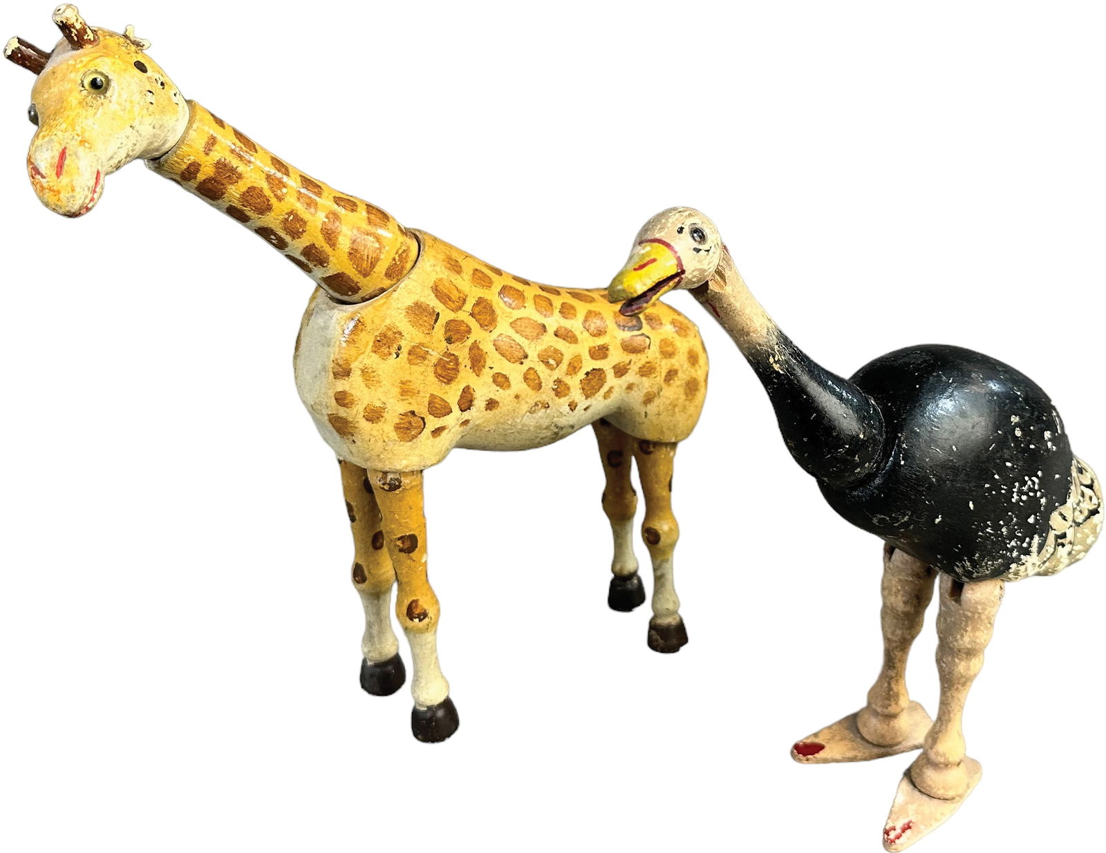 SCHOENHUT GLASS-EYED OSTRICH & GIRAFFE (1 of 4)