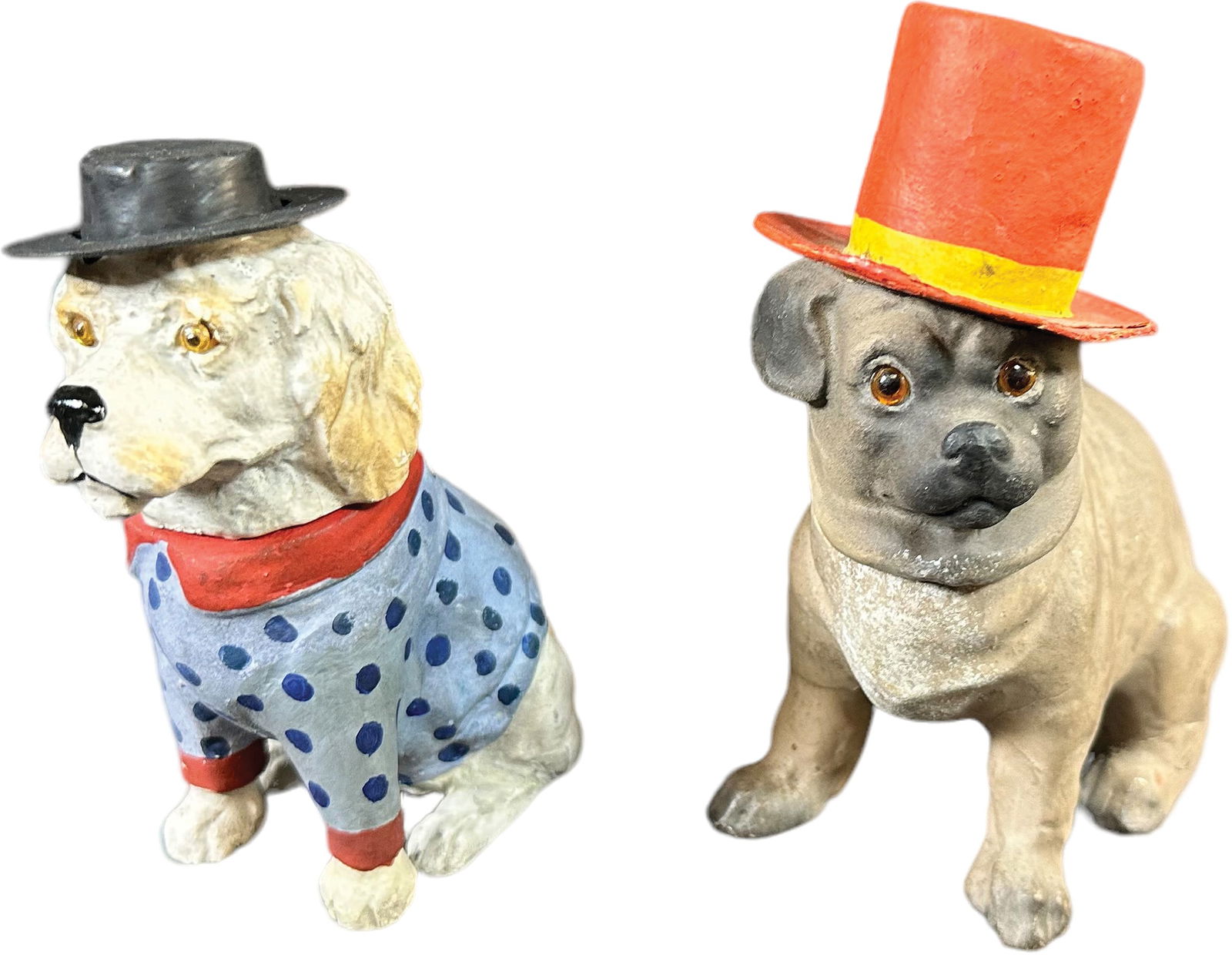TWO WHIMSICAL DOGS WITH HAT CANDY CONTAINERS (1 of 5)