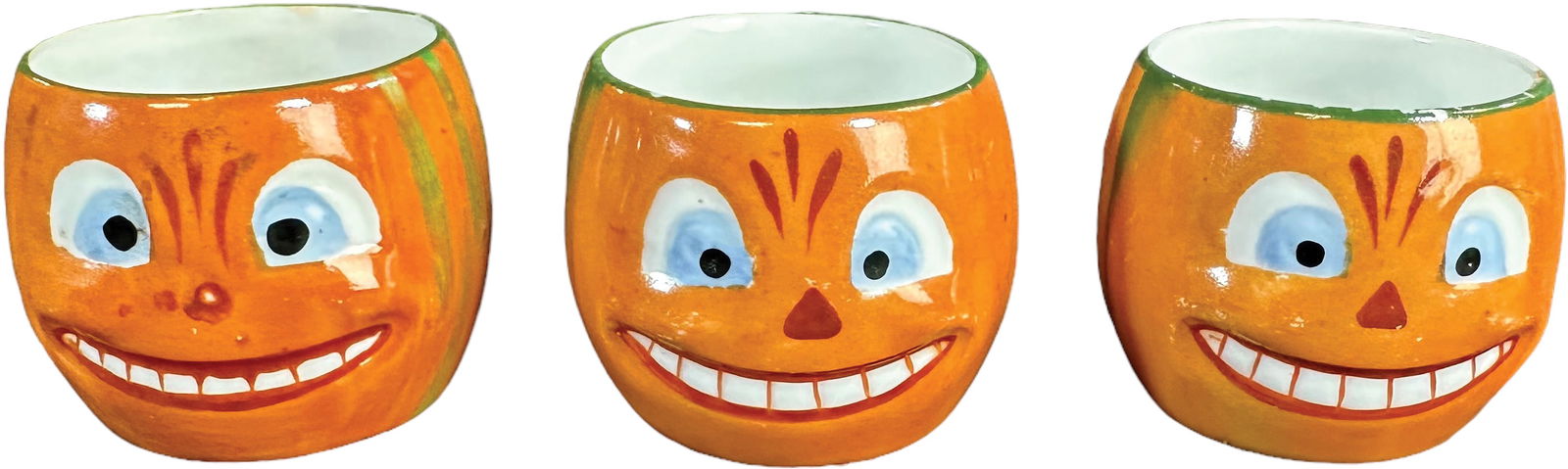 THREE JACK O LANTERN FACE CHINA CUPS (1 of 4)