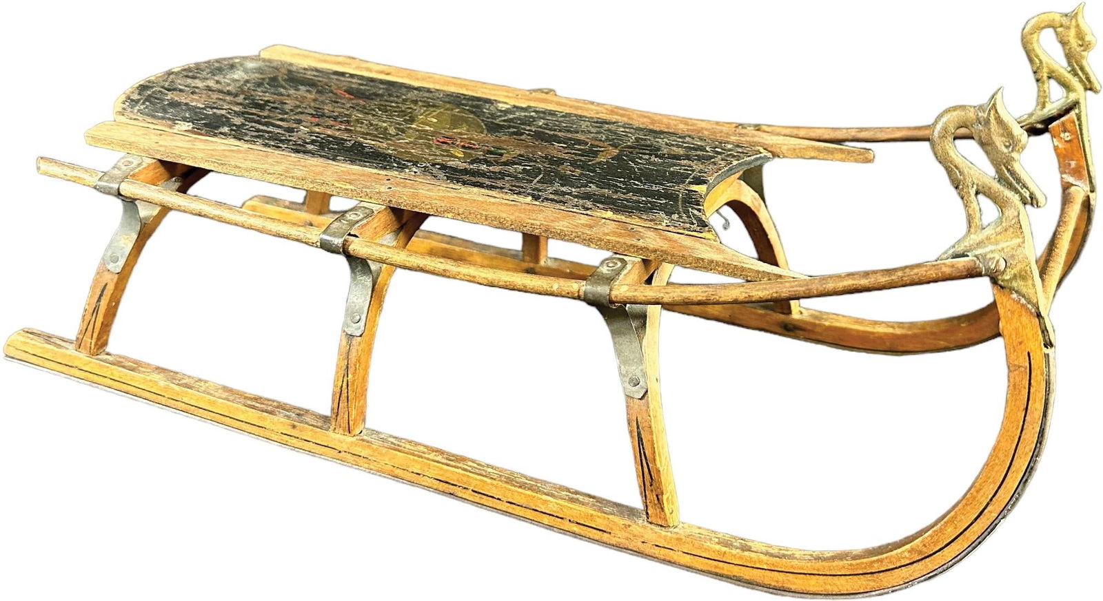 EARLY MINIATURE CHILDS WOODEN SLED MODEL (1 of 7)