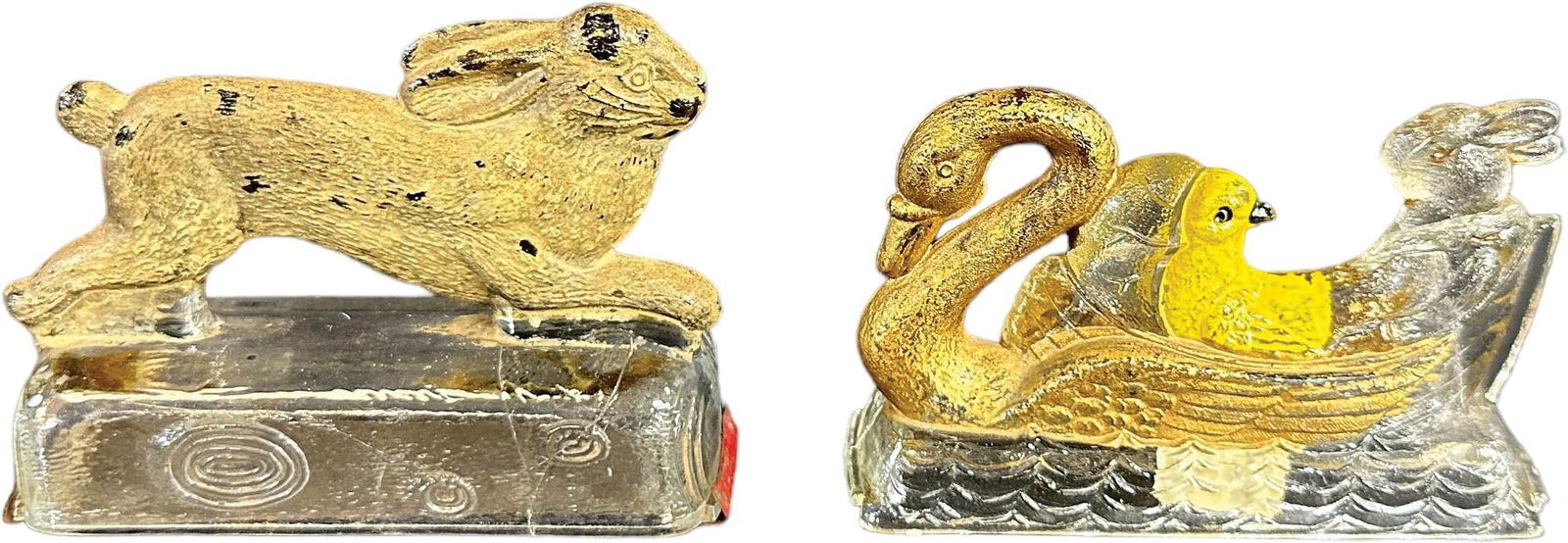 TWO EASTER THEME GLASS CANDY CONTAINERS (1 of 3)