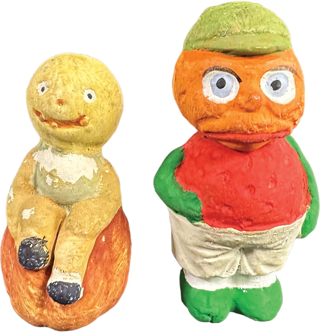 TWO EARLY GERMAN VEGGIE PEOPLE CANDY CONTAINERS (1 of 5)