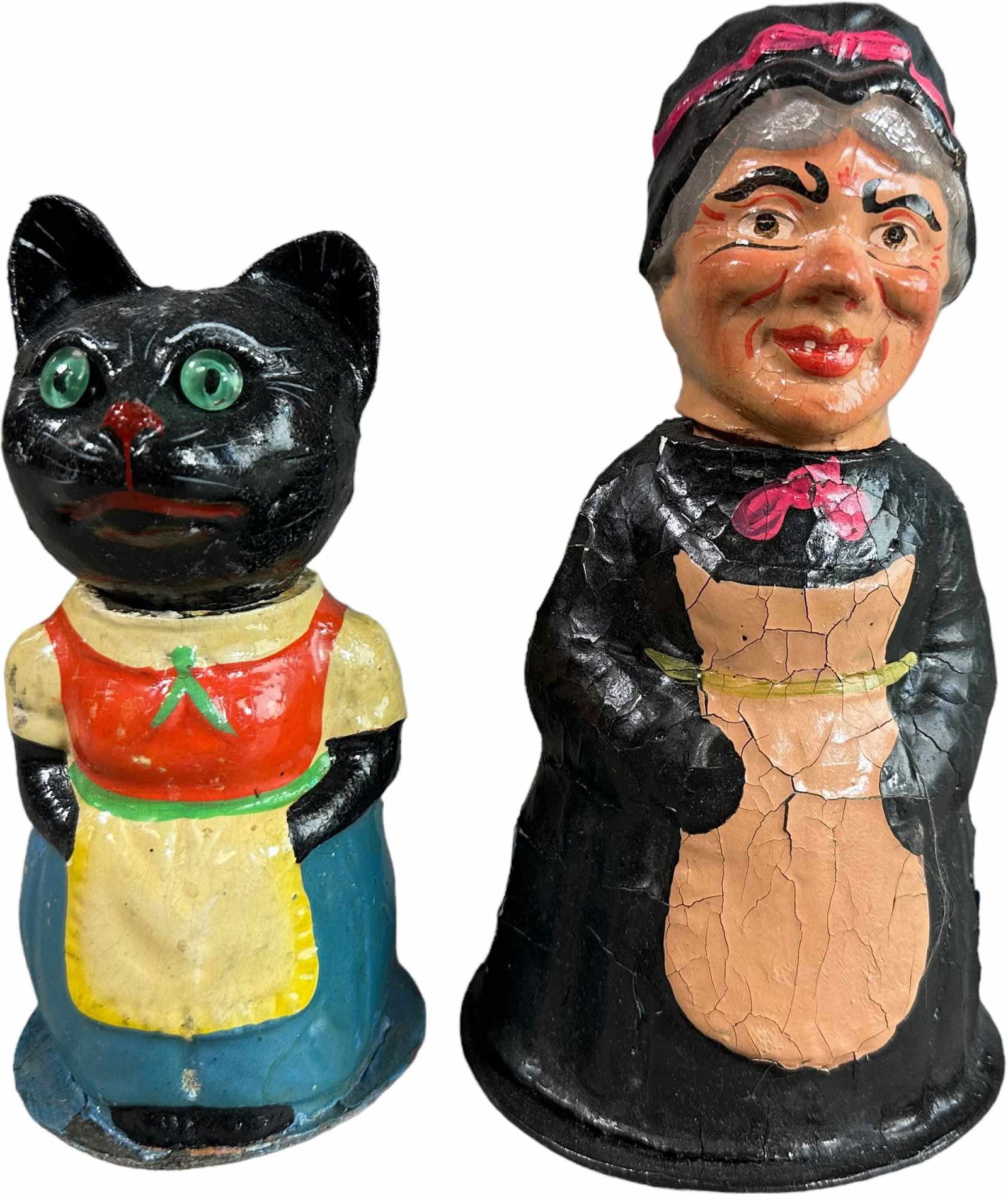 CAT W/ GLASS EYES & WITCH CANDY CONTAINERS (1 of 5)