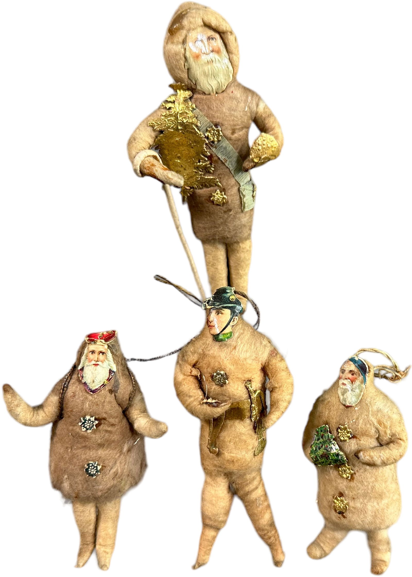 FOUR COTTON SCRAP CHRISTMAS ORNAMENTS (1 of 5)