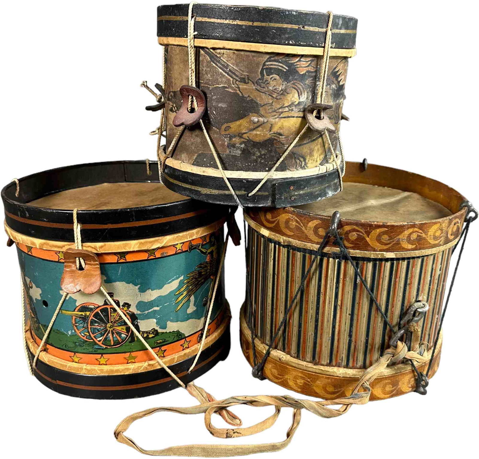 Lot Of Three Toy Drums Auction