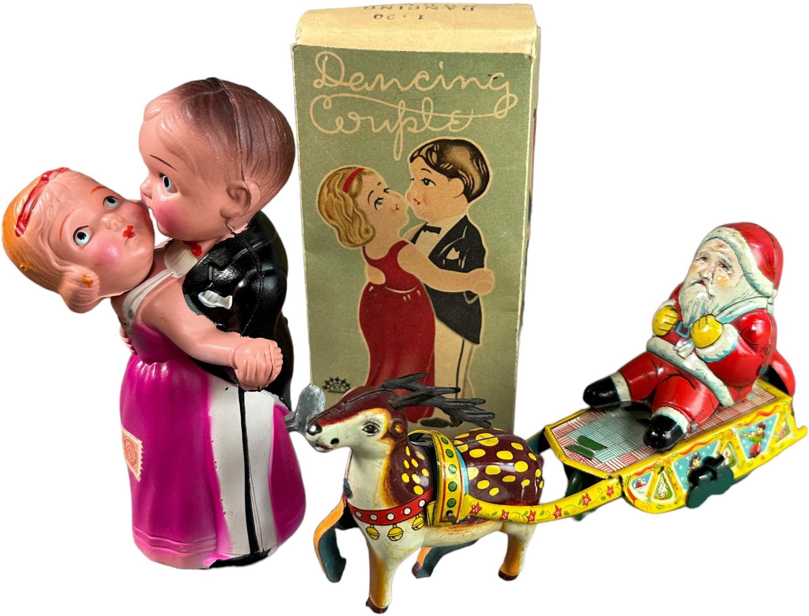 BOXED CELLULOID DANCERS & WIND-UP SANTA SLEIGH (1 of 5)