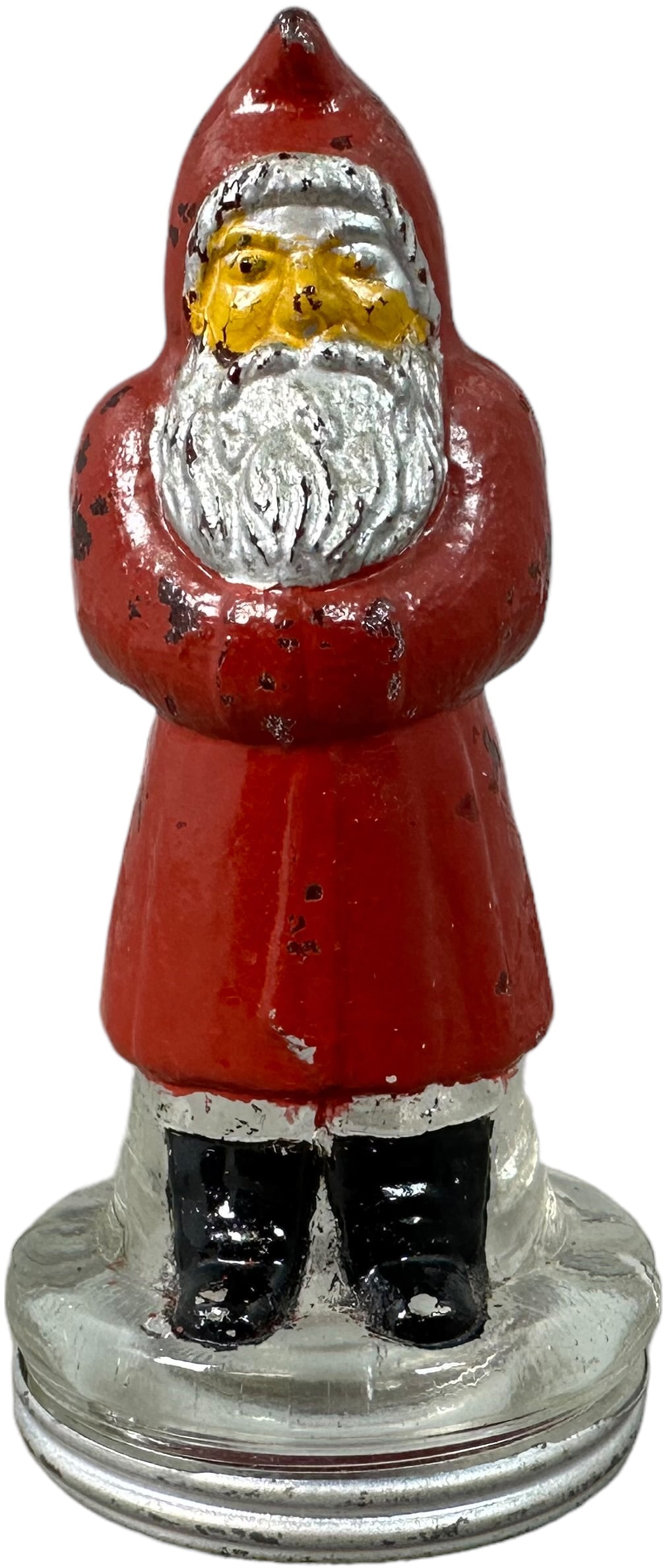 PAINTED GLASS SANTA CANDY CONTAINER (1 of 4)