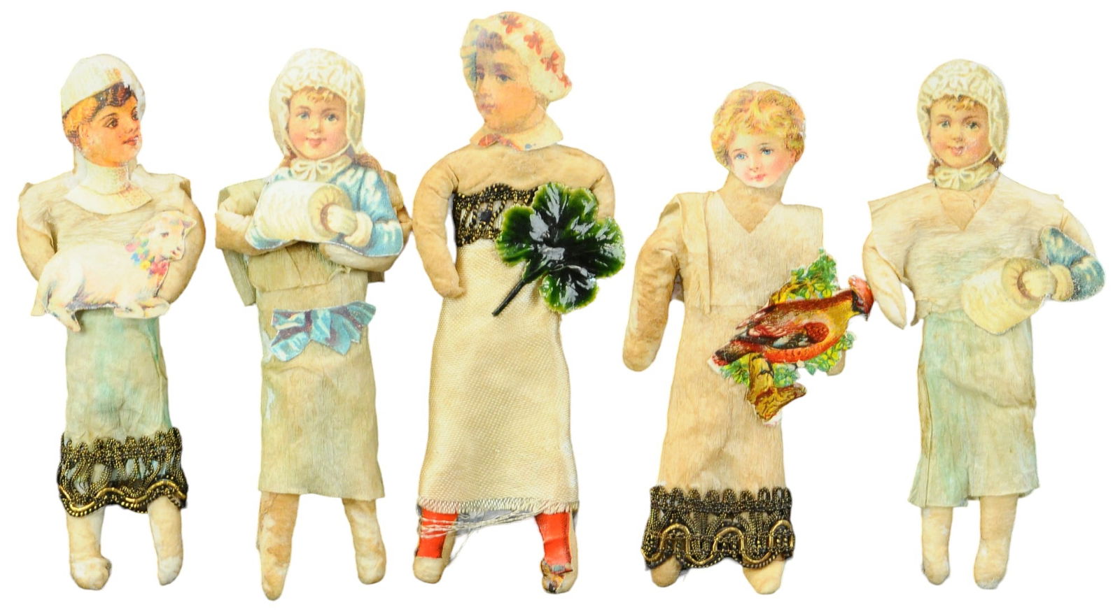 FIVE COTTON AND SCRAP ORNAMENTS (1 of 2)