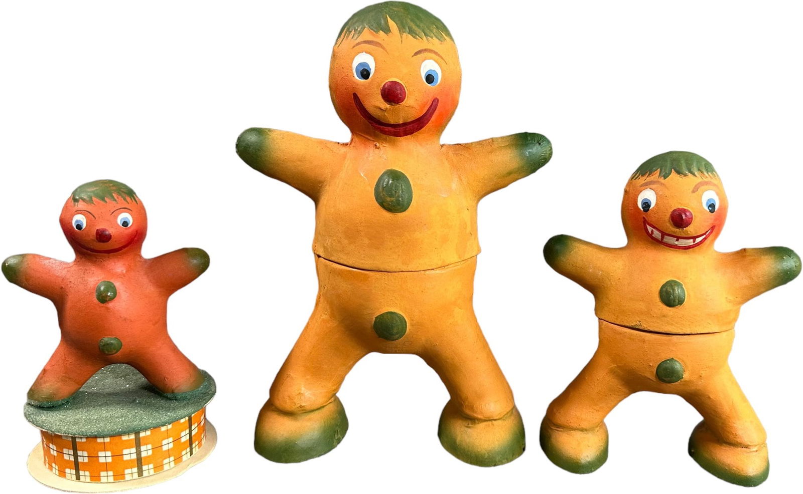THREE TWO SIDED PUMPKIN PEOPLE CANDY CONTAINERS (1 of 7)