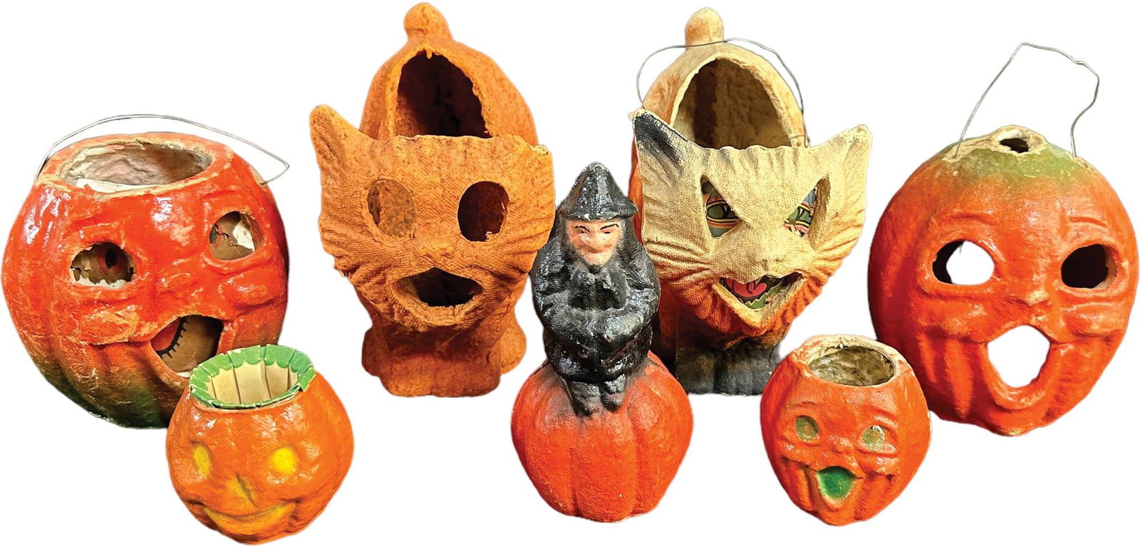 SEVEN PULP HALLOWEEN DECORATIONS (1 of 5)