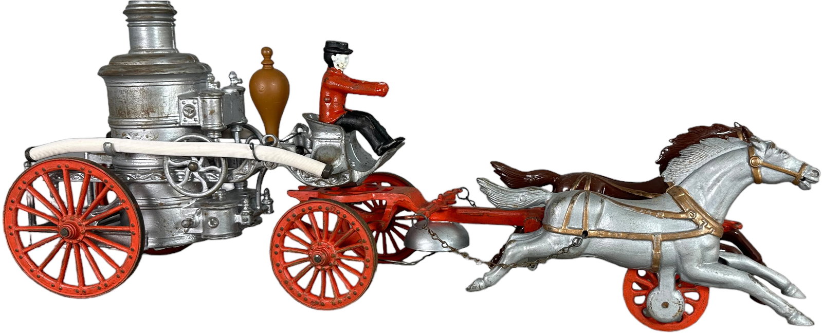IDEAL MFG HORSE DRAWN FIRE PUMPER: 190. IDEAL MFG HORSE DRAWN FIRE PUMPER | 22" l. | Restored. | $300 - $600