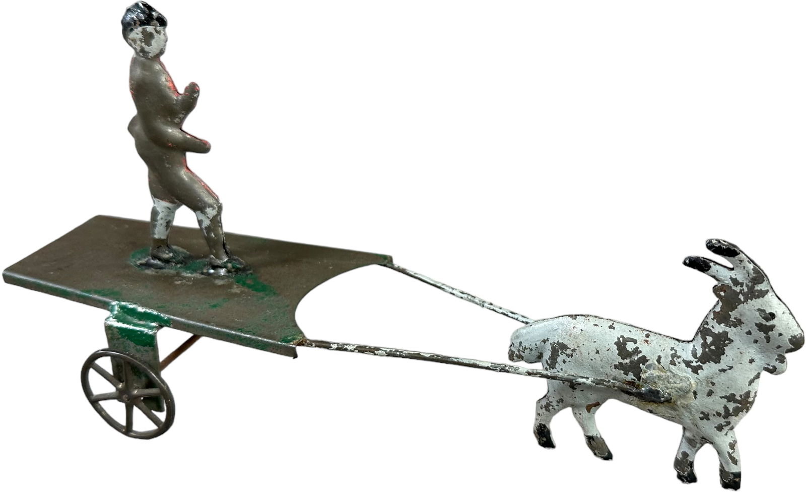 ALTHOF BERGMANN GOAT CART TIN TOY: 435. ALTHOF BERGMANN GOAT CART TIN TOY | Circa 1880s. | 8" l. | (Very Good Condition) | $250 - $500
