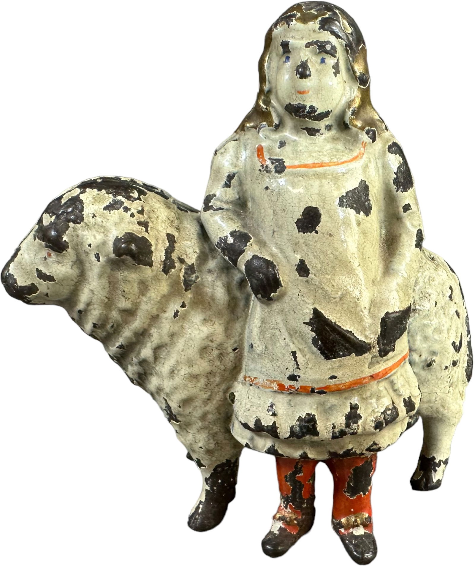 MARY & LAMB STILL BANK: 462. MARY & LAMB STILL BANK | Grey Iron Co. | 4" h. | All original in (Very Good to Excellent Condition) for this bank. | $150 - $300