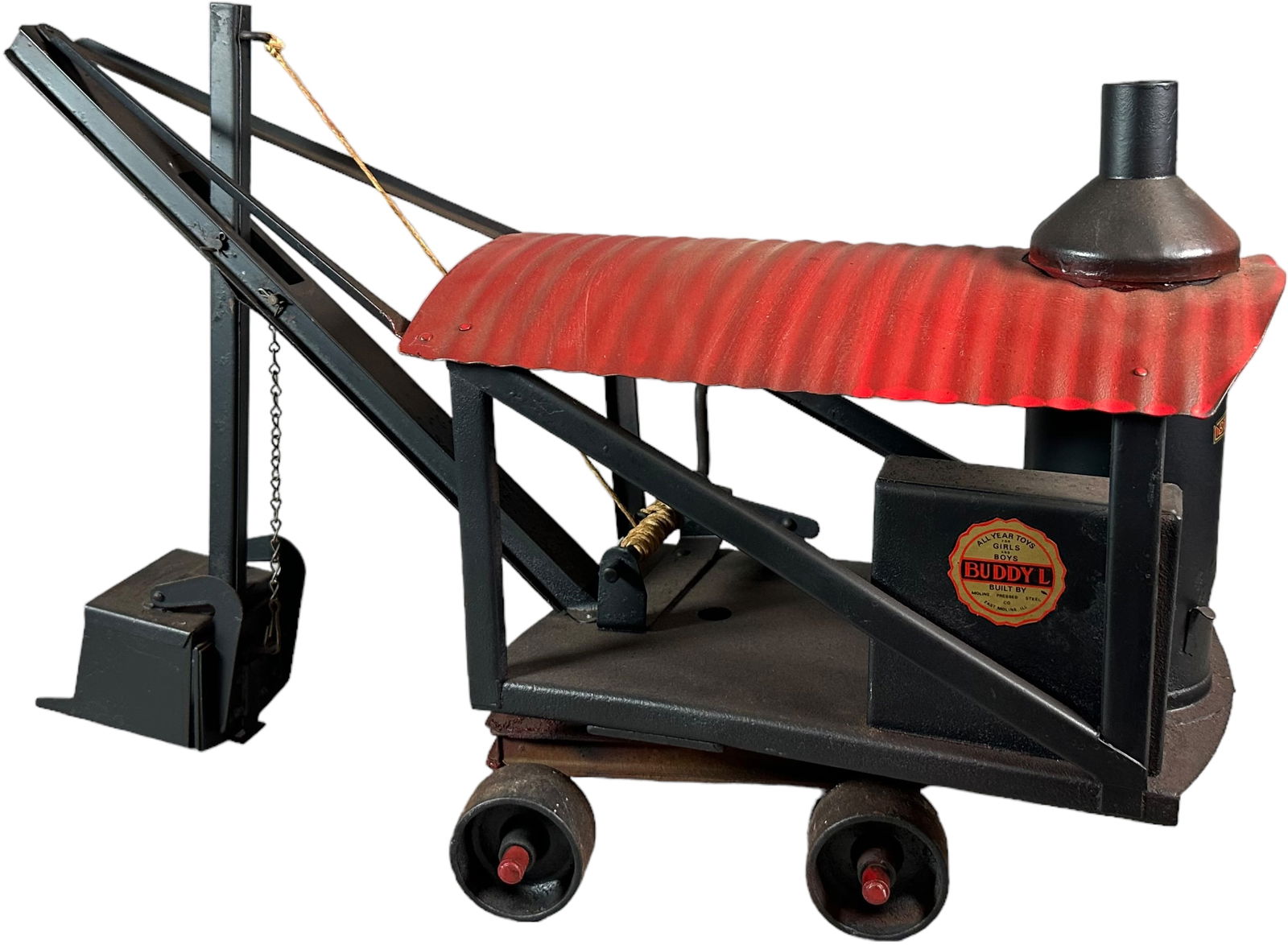 BUDDY L STEAM SHOVEL: 609. BUDDY L STEAM SHOVEL | 21" l. | Repainted. | $50 - $100