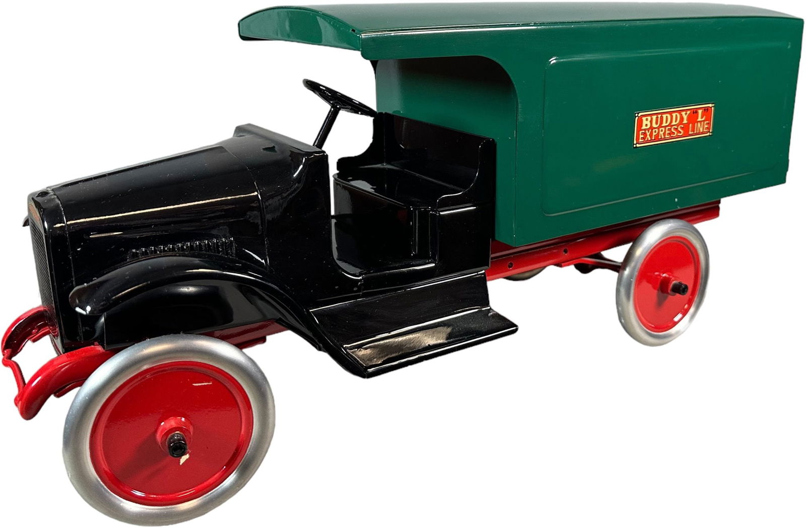 BUDDY L EXPRESS LINE TRUCK: 628. BUDDY L EXPRESS LINE TRUCK | 25" l. | Contemporary, (Near Mint Condition) | $200 - $400