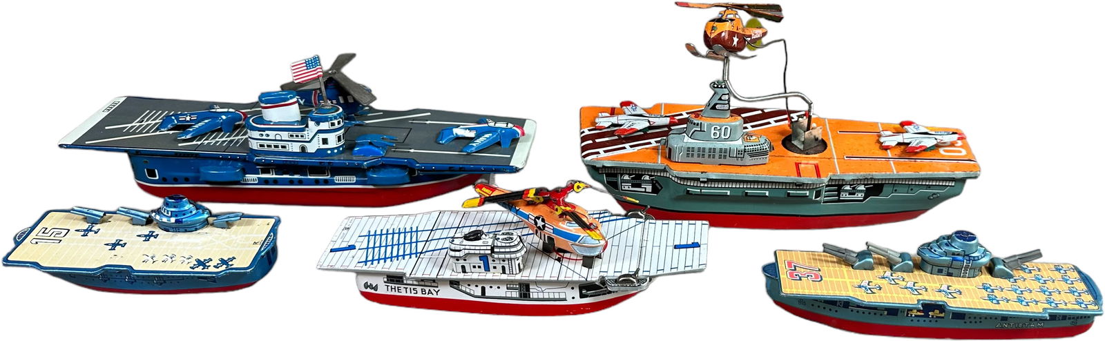 FIVE JAPANESE TIN AIRCRAFT CARRIERS (1 of 3)