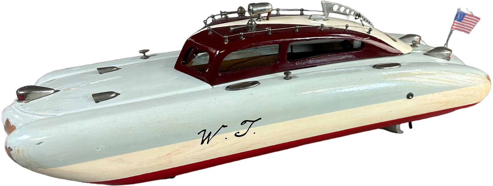 LARGE WOOD JAPAN BATTERY POND BOAT (1 of 7)