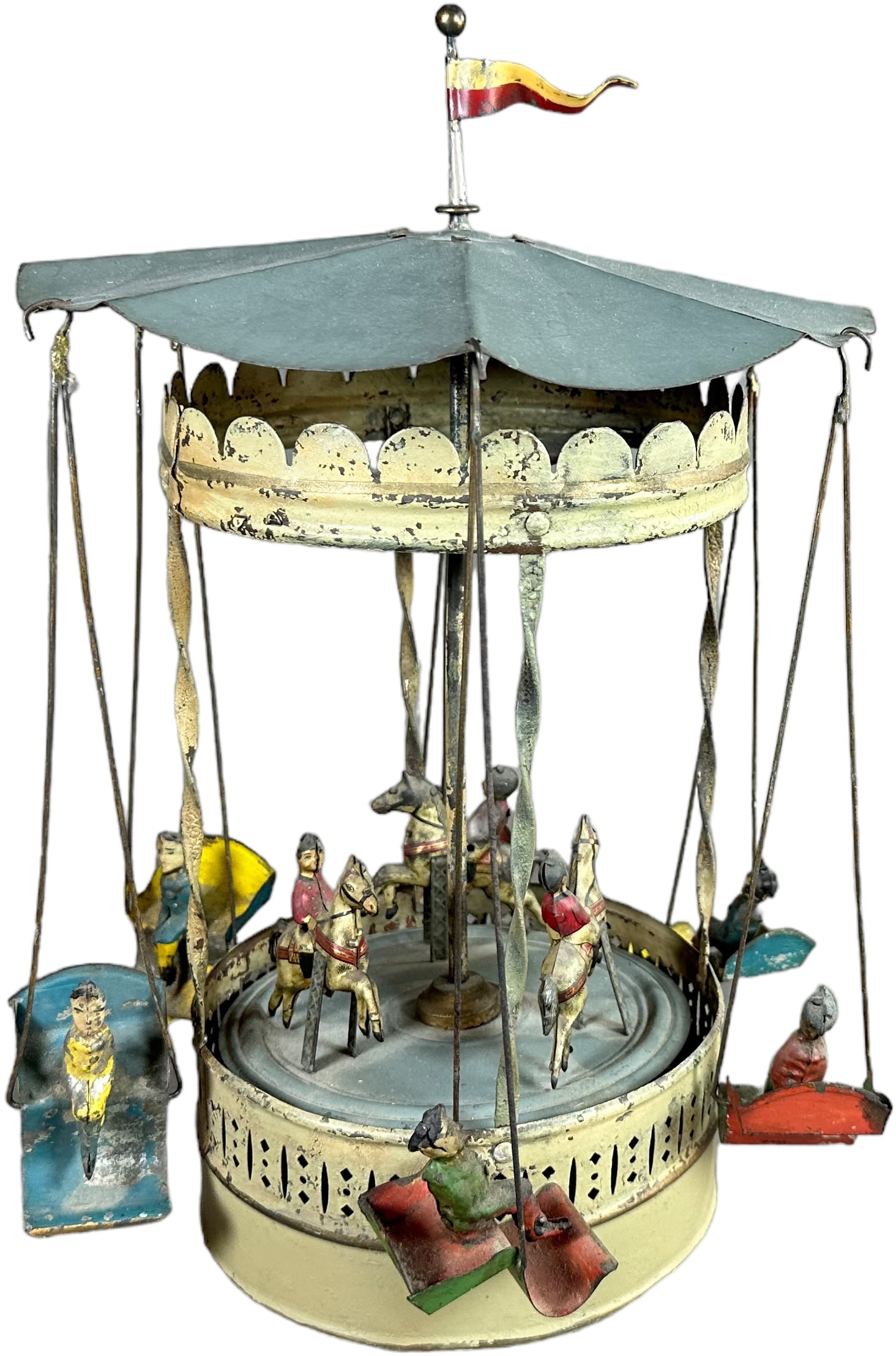 DELUXE GERMAN TIN CAROUSEL W/ SWINGS (1 of 4)