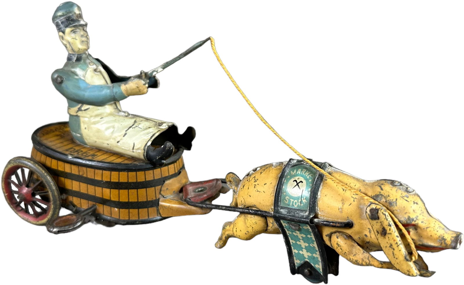 STOCK PADDYS PRIDE BUTCHER CART: 211. STOCK PADDYS PRIDE BUTCHER CART | Germany, wind-up. | 8.5" l. | (Very Good Condition) | $300 - $600