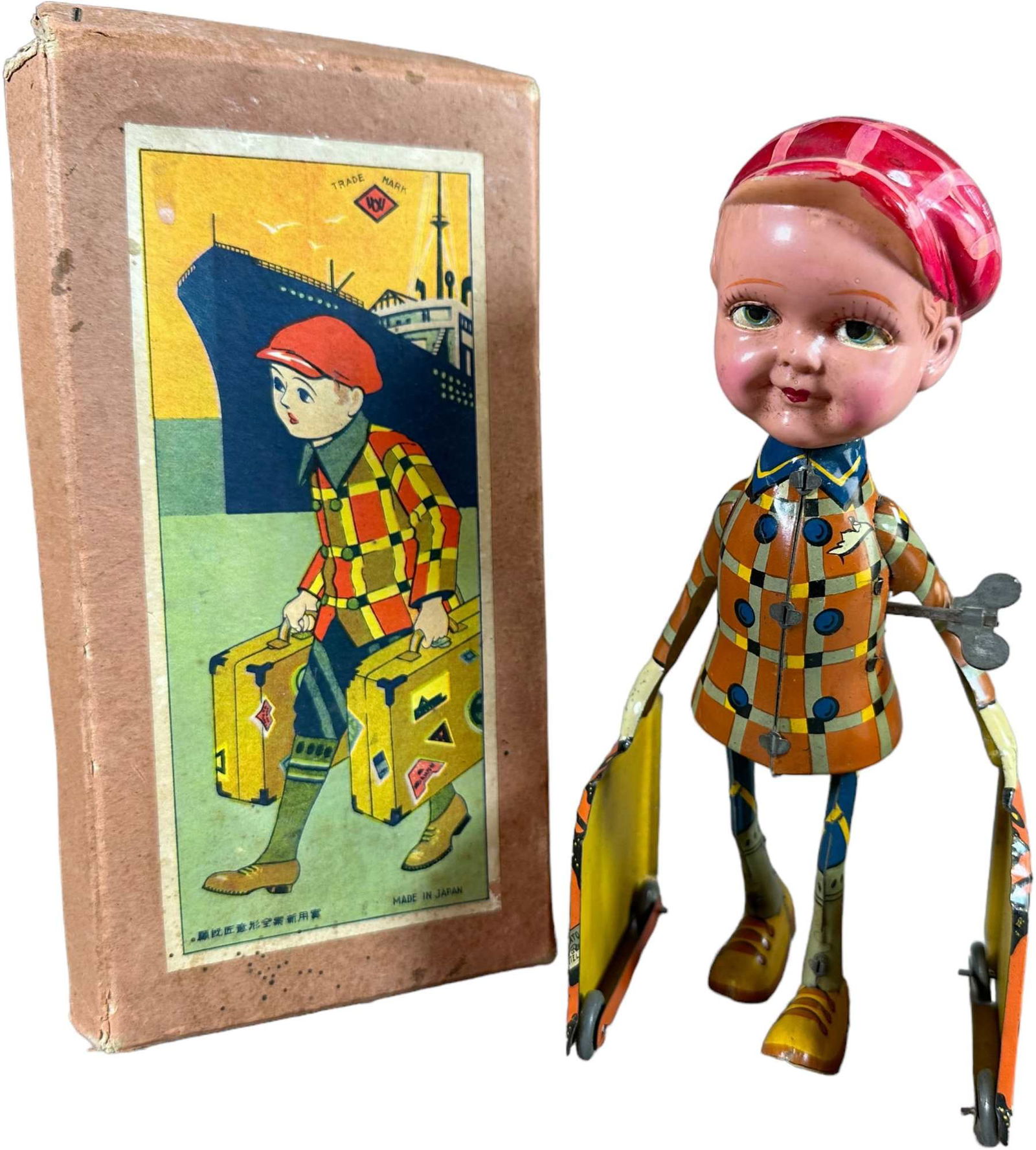 JAPANESE CELLULOID HEAD LUGGAGE PORTER (1 of 5)