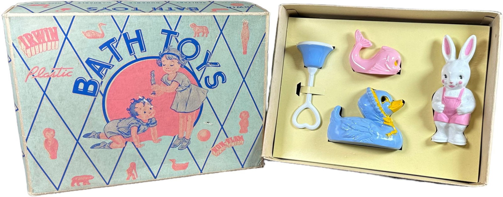BOXED IRWIN BATH TOYS: 336. BOXED IRWIN BATH TOYS | 6.5" h. | (Excellent Condition) | $100 - $200