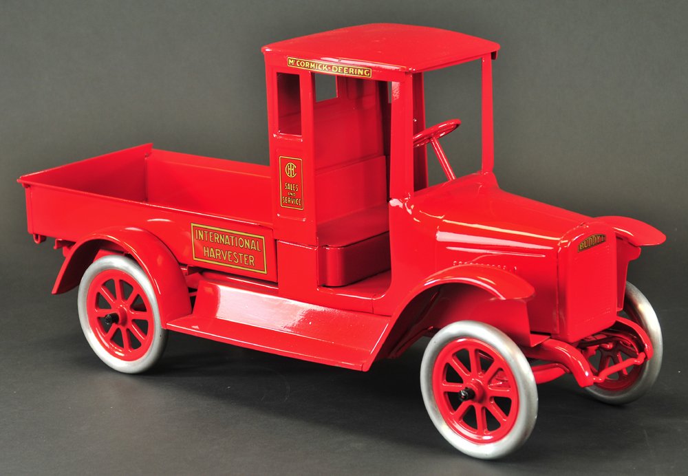 BUDDY 'L' BABY INTERNATIONAL HARVEST TRUCK: Contemporary, open pick-up body, custom creation, a great look, nice scale, good display piece with very detailed scaling. 23 1/2" l.