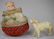 2034: CELLULOID GIRL FACE CANDY CONTAINER & COTTON LAMB