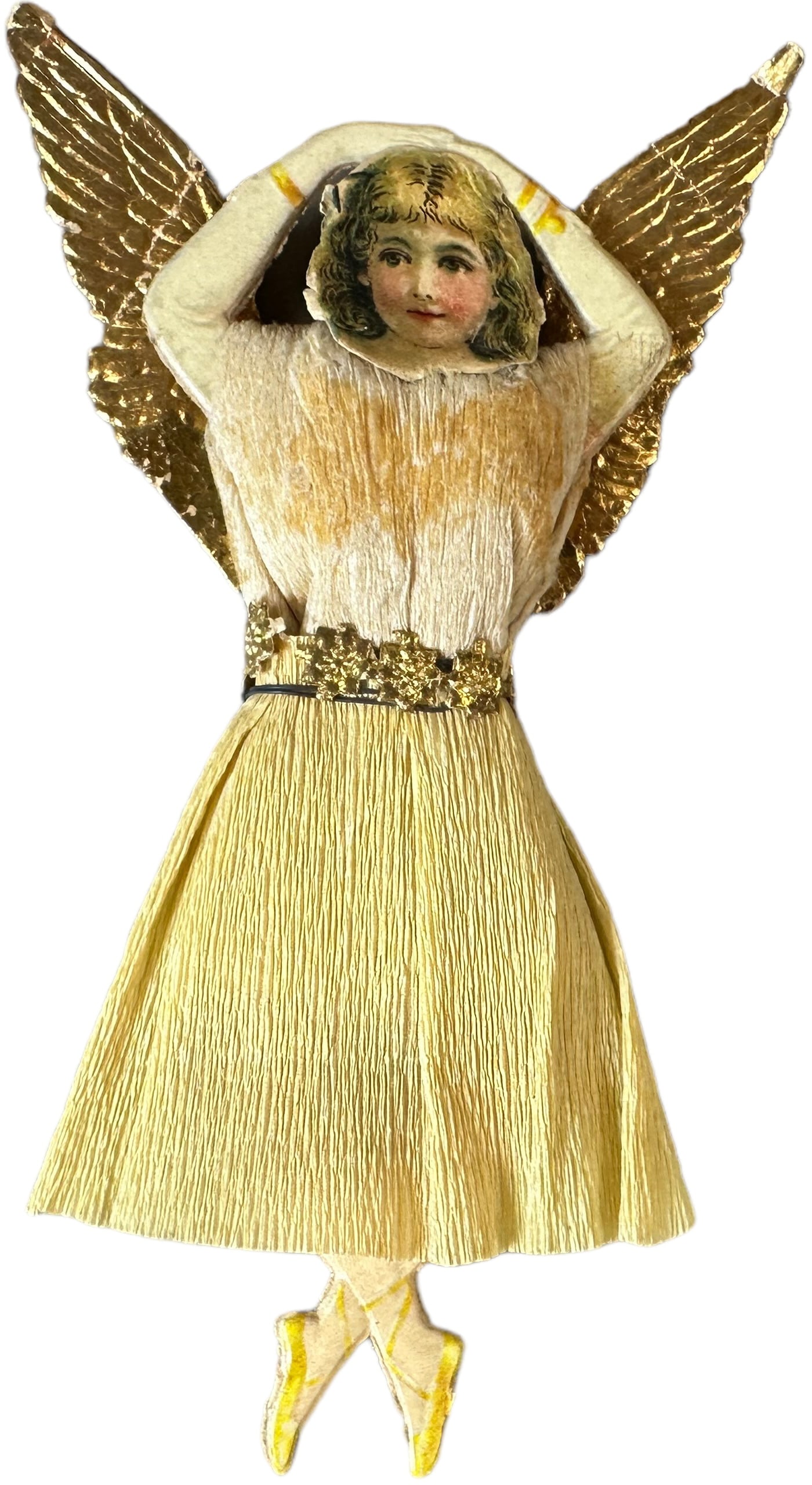 DRESDEN AND COTTON TREE TOPPER ANGEL: 1086. DRESDEN AND COTTON TREE TOPPER ANGEL | 4.5" h. | Overall (Pristine Condition) | $250 - $450