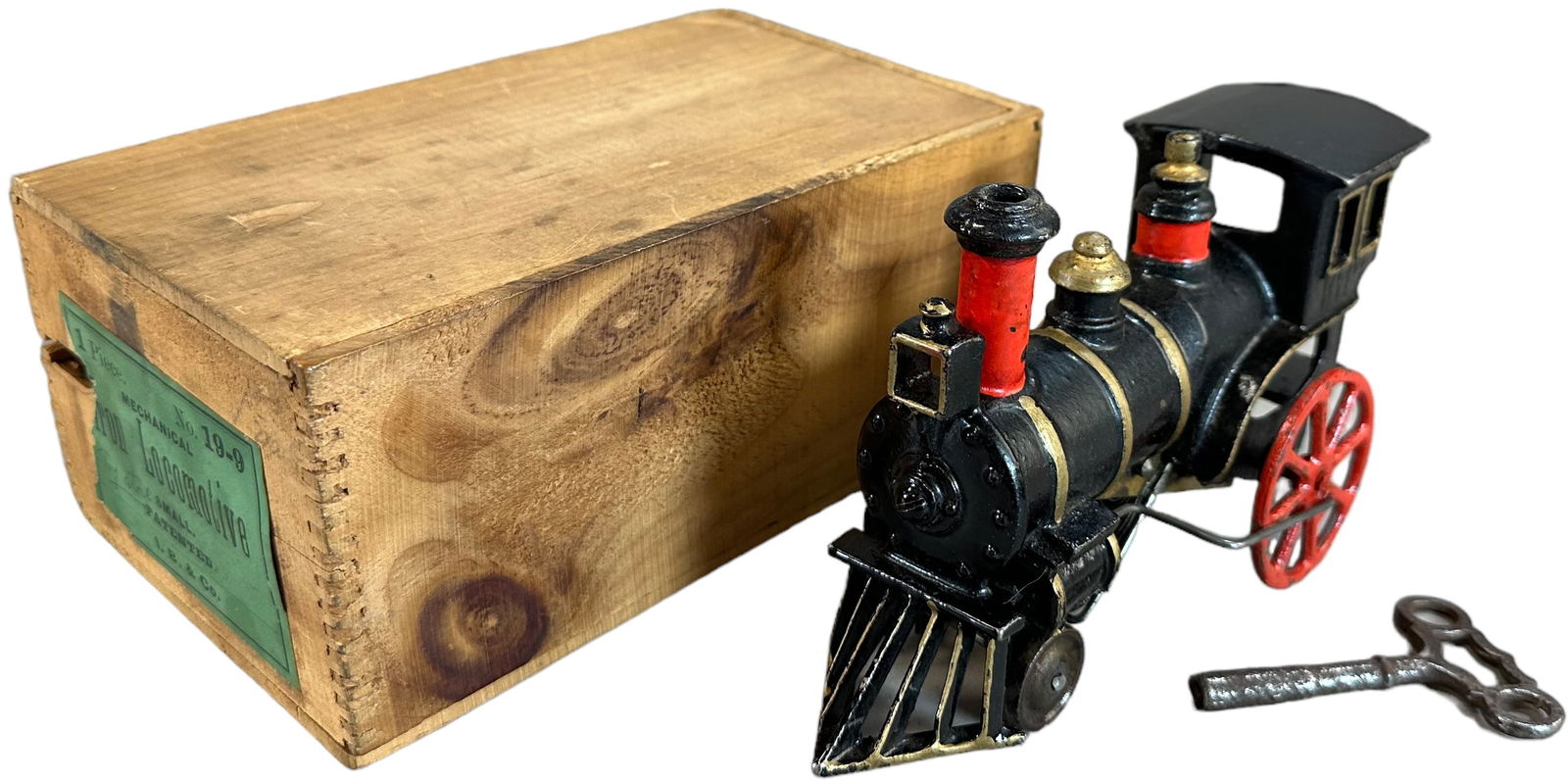 IVES CAST IRON CLOCKWORK FLOOR LOCOMOTIVE (1 of 7)