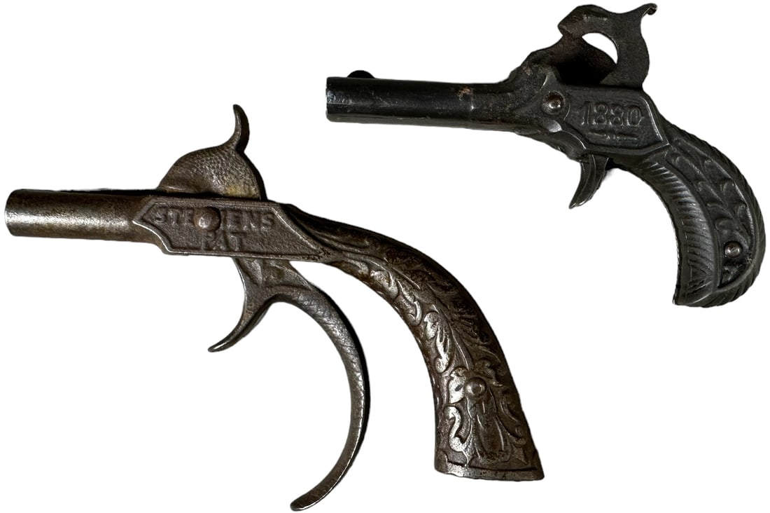 1880 DOUBLE BARREL & STEPHENS PAT CAP GUNS: 1420. 1880 DOUBLE BARREL & STEPHENS PAT CAP GUNS | 5" l. | (Excellent Condition) | $300 - $500