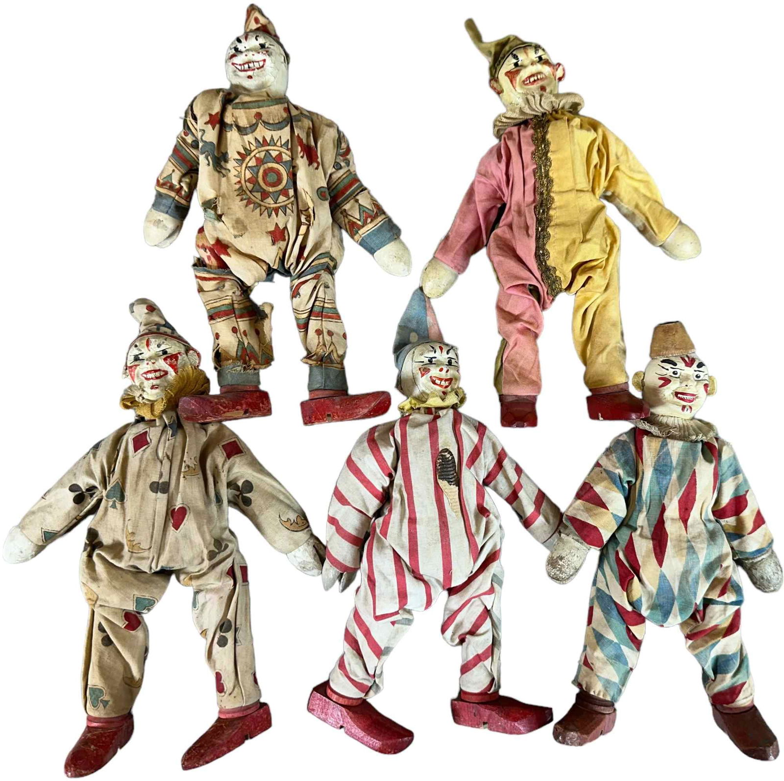 FIVE SCHOENHUT CIRCUS CLOWNS (1 of 5)