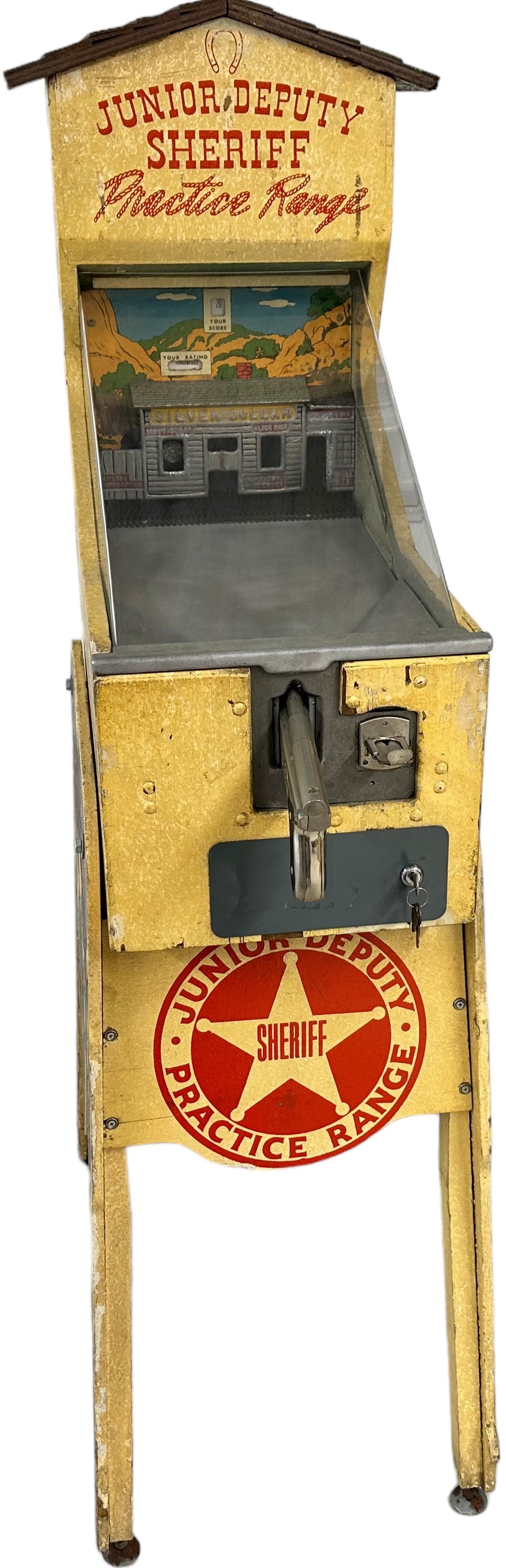 5-cent JUNIOR DEPUTY SHERIFF PRACTICE RANGE: 2332. 5-cent JUNIOR DEPUTY SHERIFF PRACTICE RANGE | 61" h. x 34" w. | Back door is possibly replaced, (Excellent Condition) | $400 - $800