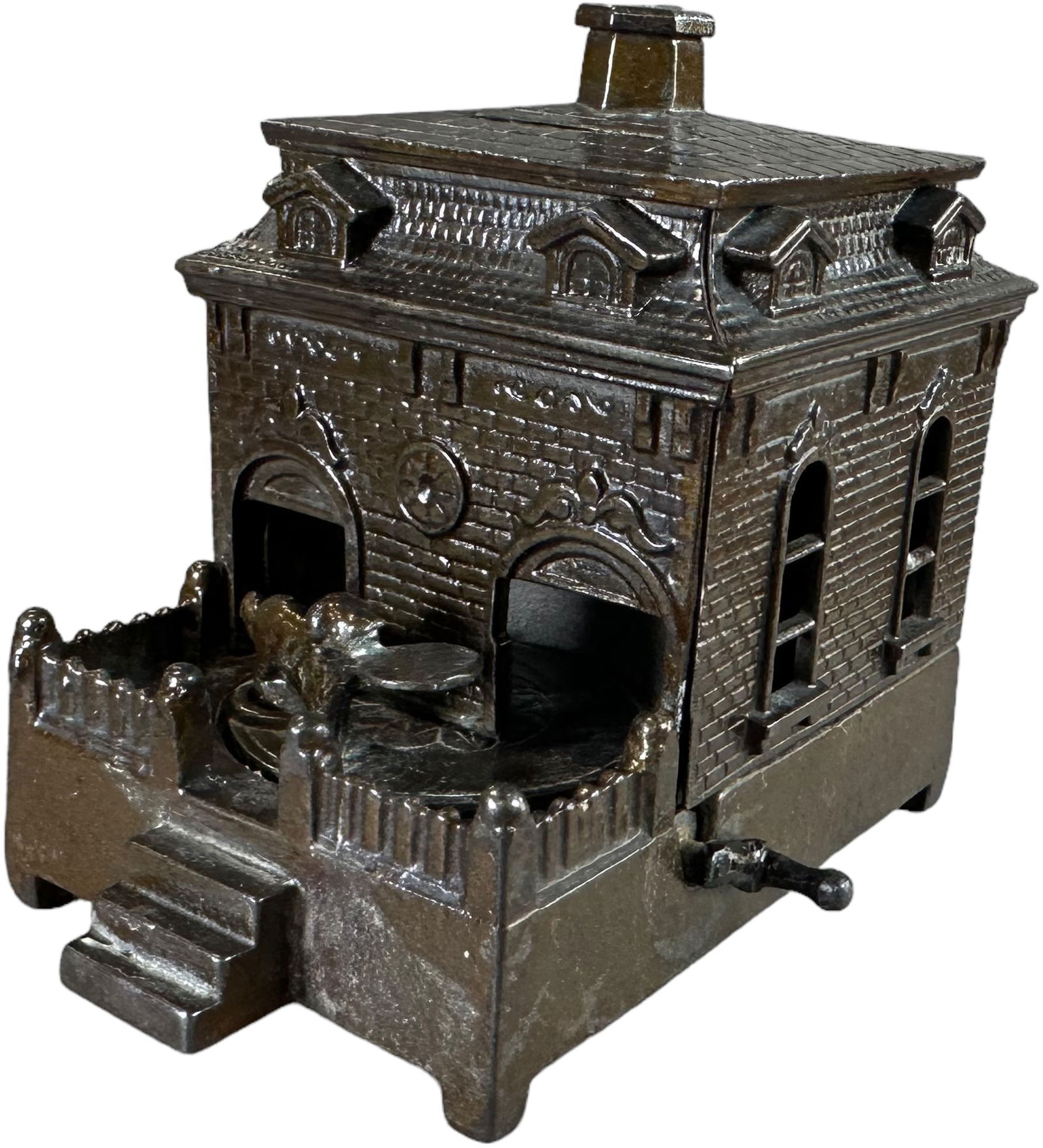 DOG ON TURNTABLE MECHANICAL BANK (1 of 5)