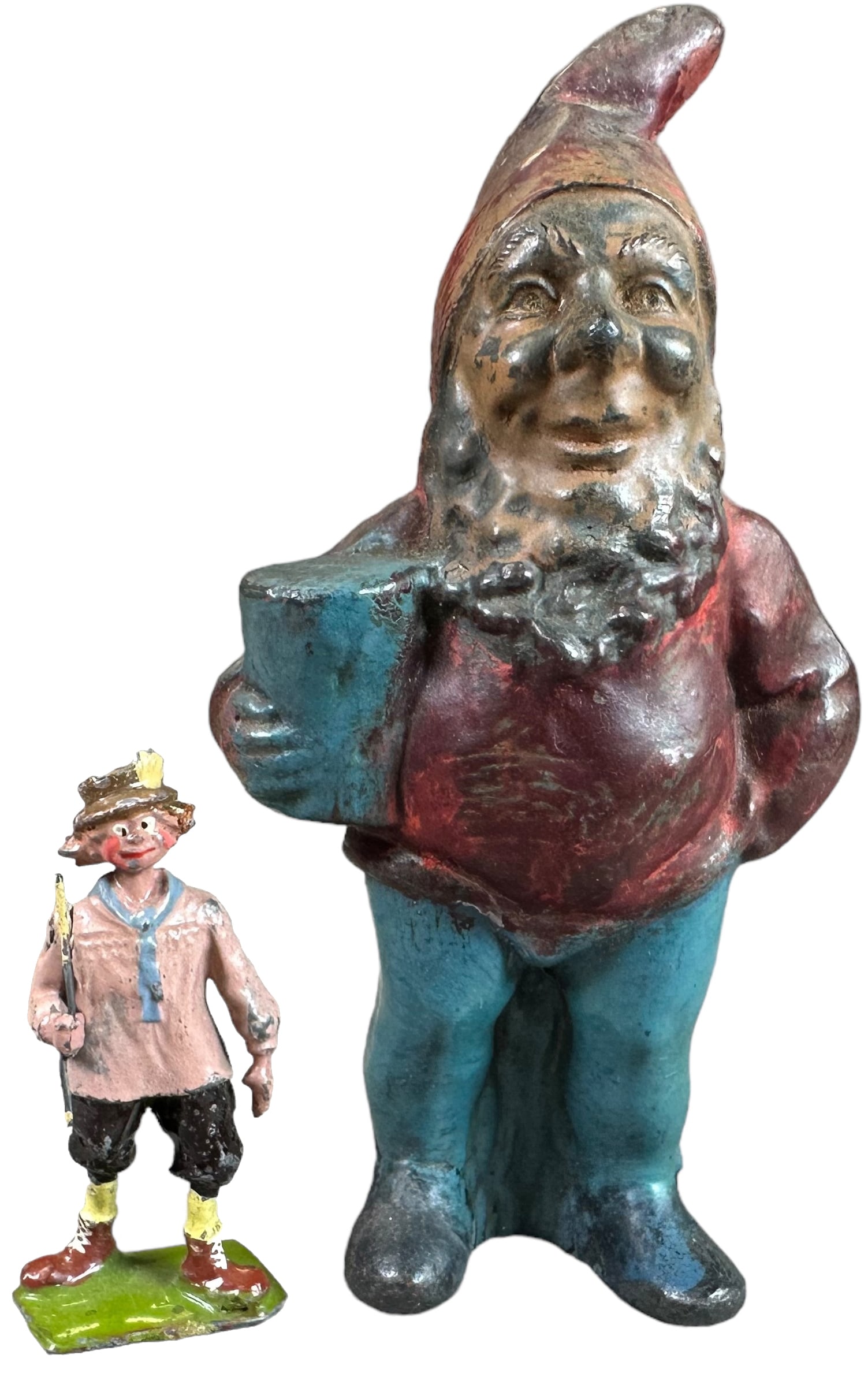 BRITAINS RARE VILLAGE IDIOT WITH GARDEN GNOME (1 of 3)
