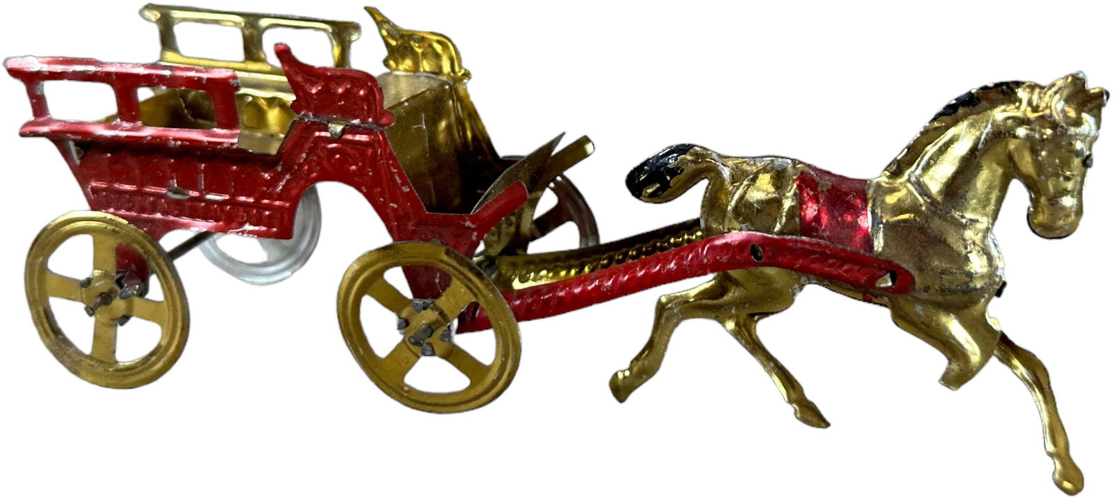 MEIER HORSE DRAWN OPEN TOP OMNIBUS: 210. MEIER HORSE DRAWN OPEN TOP OMNIBUS | 5.5" l. | One front leg chipped, otherwise bright litho in (Near Mint Condition) | $100 - $200