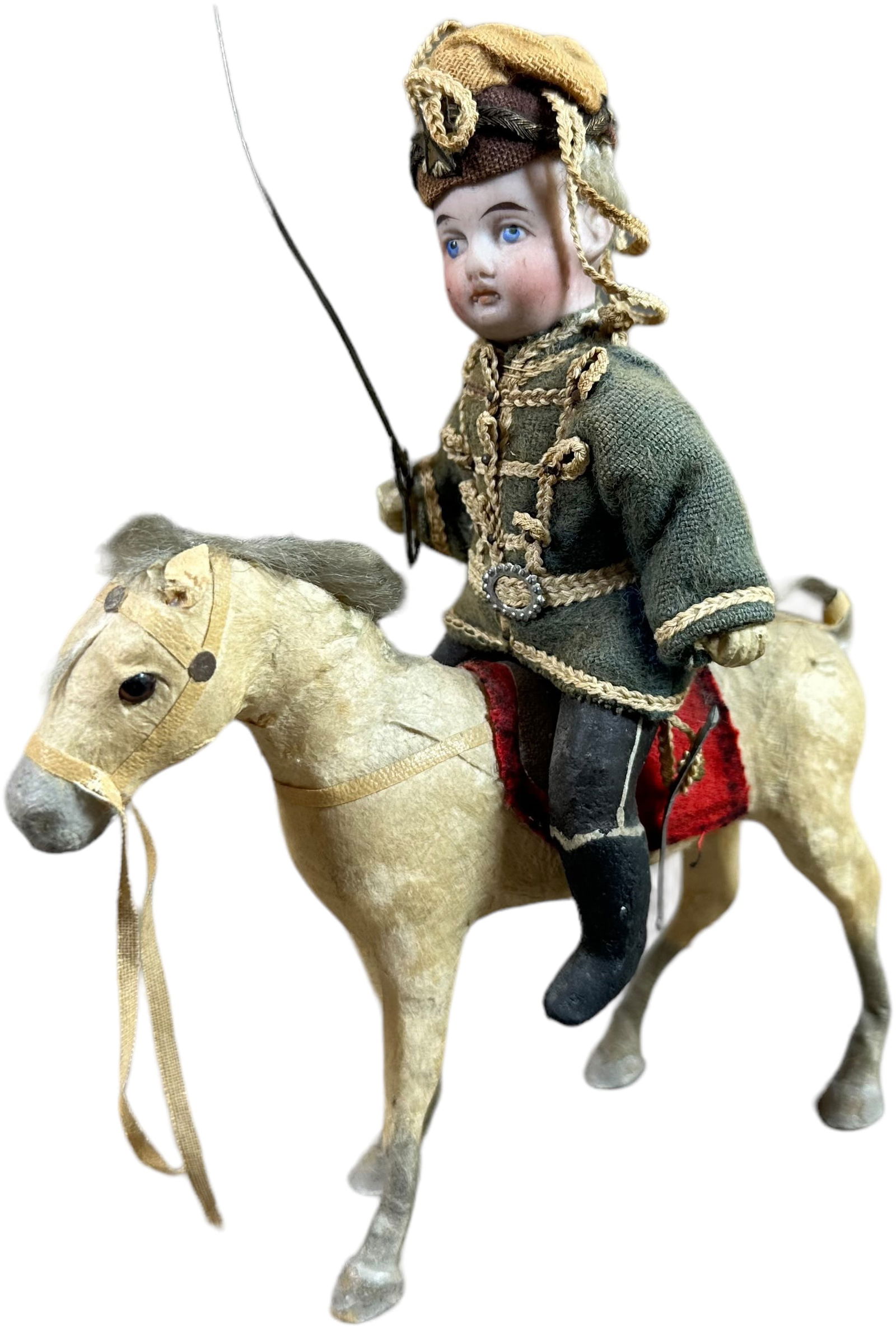BISQUE HEAD SOLDIER BOY ON HORSE (1 of 4)