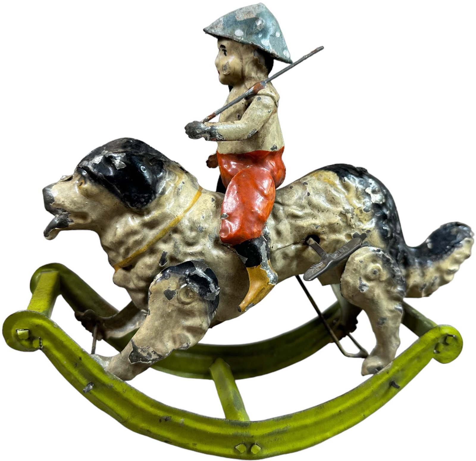 MANGOLD SOLDIER BOY ON DOG ROCKER: 279. MANGOLD SOLDIER BOY ON DOG ROCKER | 6.5" l. | All original (Excellent Condition) | $300 - $600