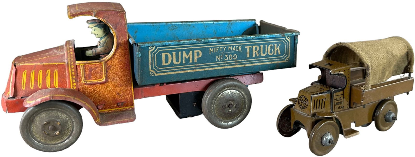 MULTICOLOR NIFTY DUMP W/ MARX ARMY TRUCK (1 of 4)