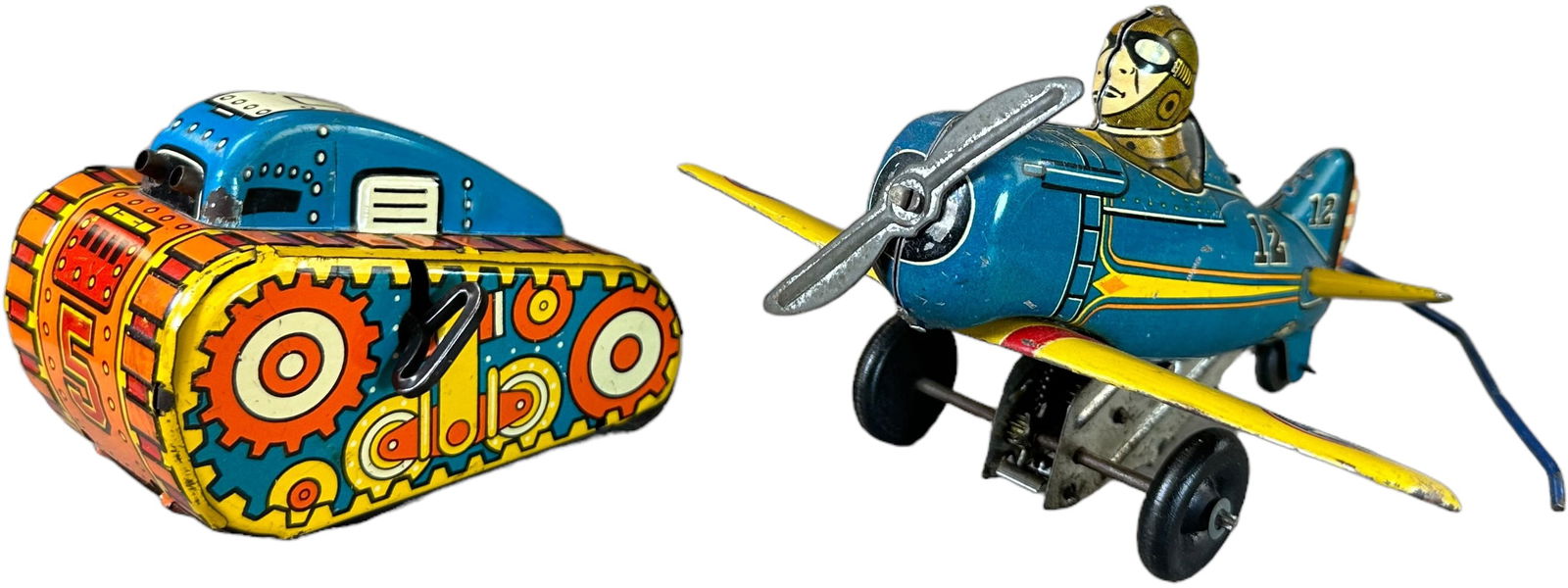 MARX ROLLOVER AIRPLANE & ARMY TANK (1 of 5)