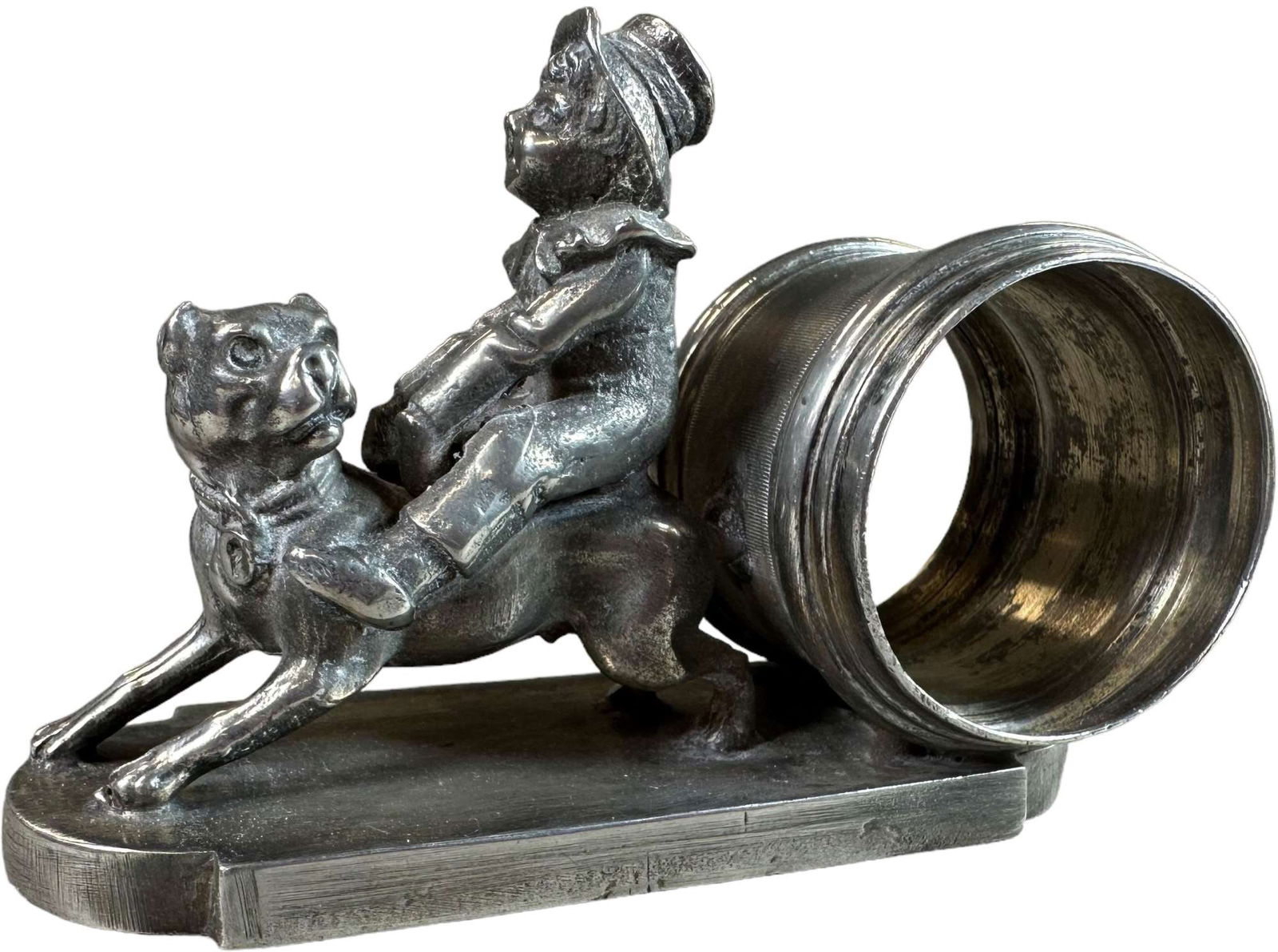BOY ON DOG VICTORIAN FIGURAL NAPKIN RING (1 of 6)