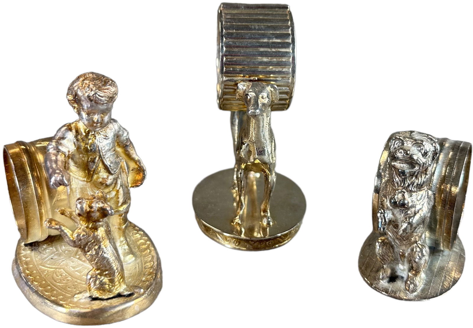 THREE DOG VICTORIAN FIGURAL NAPKIN RINGS (1 of 7)