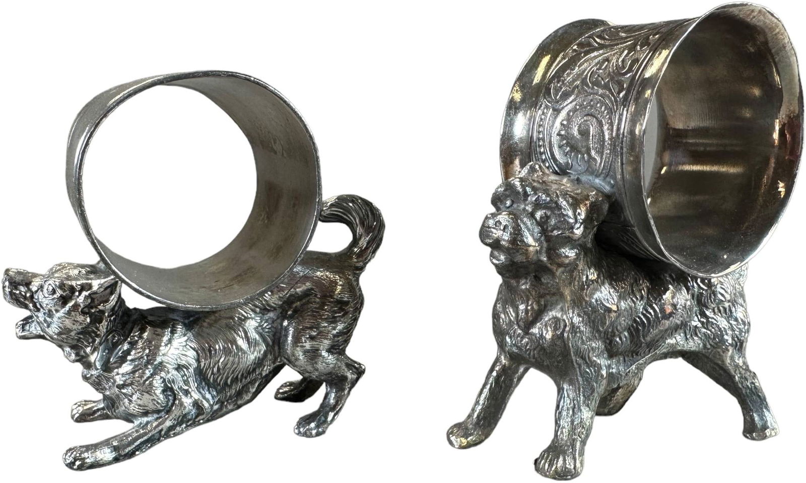 TWO DOG VICTORIAN FIGURAL NAPKIN RINGS (1 of 5)