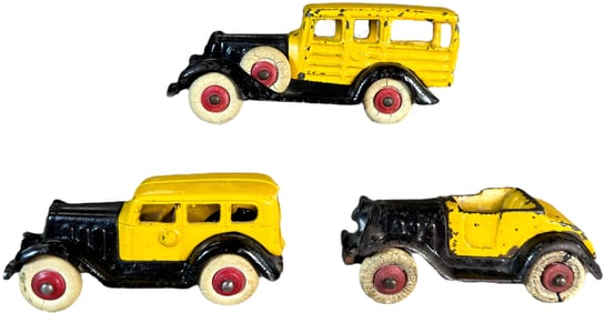 THREE HUBLEY TAKE-APART AUTOS