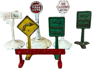 ASSORTED ARCADE CAST IRON ROAD SIGNS