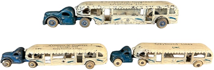THREE ARCADE 1934 GREYHOUND LINES BUSES