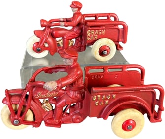 TWO HUBLEY CRASH CAR CYCLE SIZES